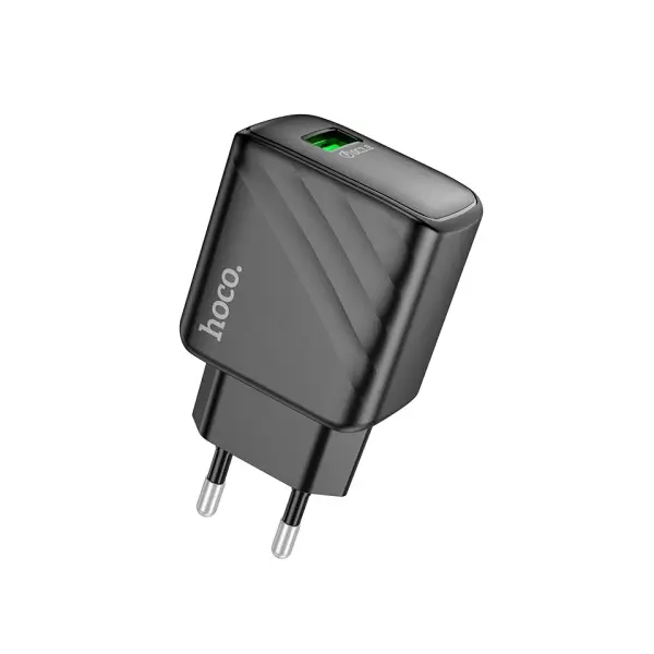 MR4_131813 Мережевий зарядний пристрій hoco cs21a rich single port qc3.0 charger (eu), чорний 