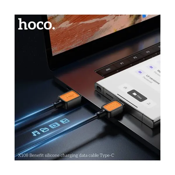 КАБЕЛЬ HOCO X108 BENEFIT SILICONE CHARGING DATA CABLE TYPE-C 2,4A, 1M, ЧОРНИЙ