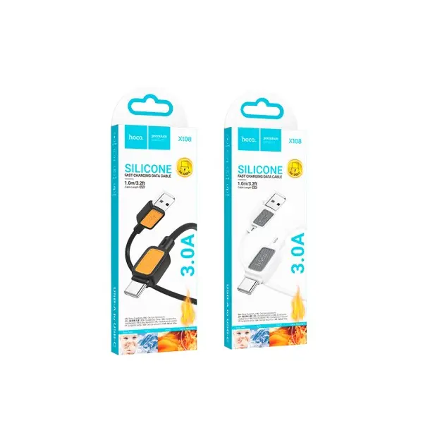 КАБЕЛЬ HOCO X108 BENEFIT SILICONE CHARGING DATA CABLE TYPE-C 2,4A, 1M, ЧОРНИЙ