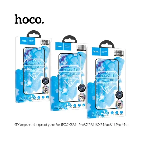 MR4_131805 Захисне скло hoco a34 9d large arc dustproof для iphone xr, 11, чорний 
