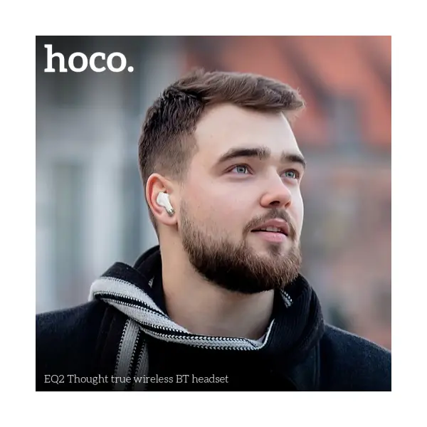 НАВУШНИКИ БЕЗДРОТОВІ HOCO EQ2 THOUGHT TRUE WIRELESS BT5.3, 7HOURS, БІЛИЙ
