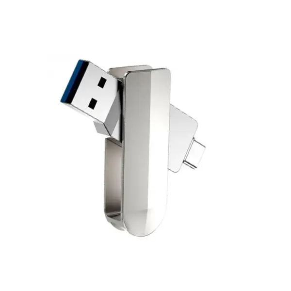 ФЛЕШ-НАКОПИЧУВАЧ USB-A, C HOCO UD10 WISE TYPE-C USB FLASH DRIVE 16GB, СІРИЙ