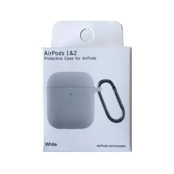 MR4_132843 Чохол для airpods 1, 2 silicon slim (+ карабин) new box, білий 