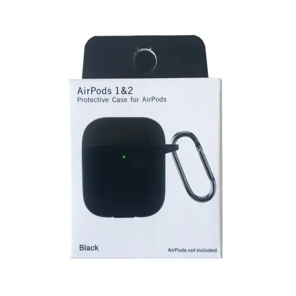 MR4_132849 Чохол для airpods 1, 2 silicon slim (+ карабин) new box, чорний 