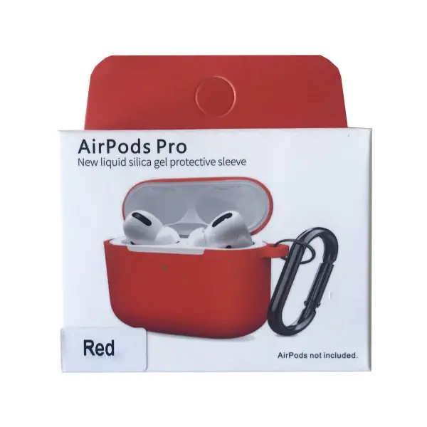 ЧОХОЛ ДЛЯ AIRPODS PRO SILICONE SLIM (+ КАРАБИН) NEW BOX ЧЕРВОНИЙ