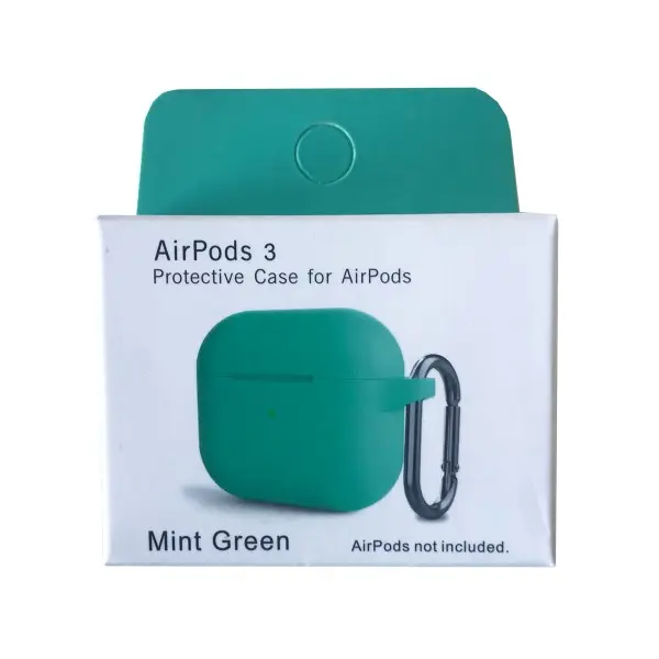 MR4_132874 Чохол для airpods 3 silicone slim (+ карабин) new box mint зелений 