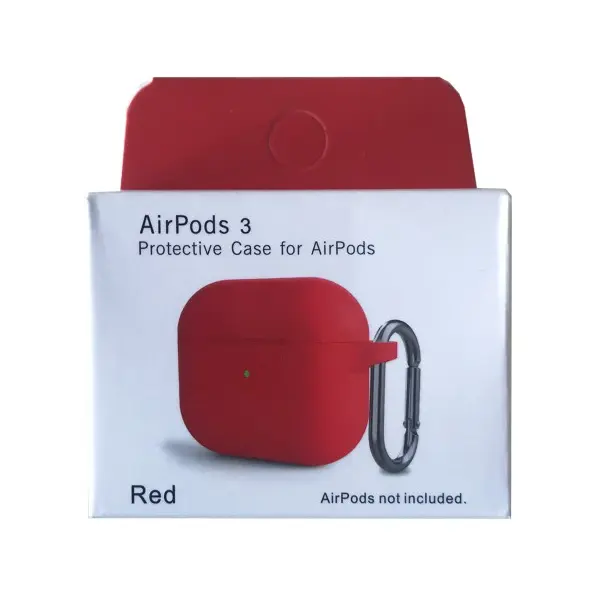 ЧОХОЛ ДЛЯ AIRPODS 3 SILICONE SLIM (+ КАРАБИН) NEW BOX ЧЕРВОНИЙ