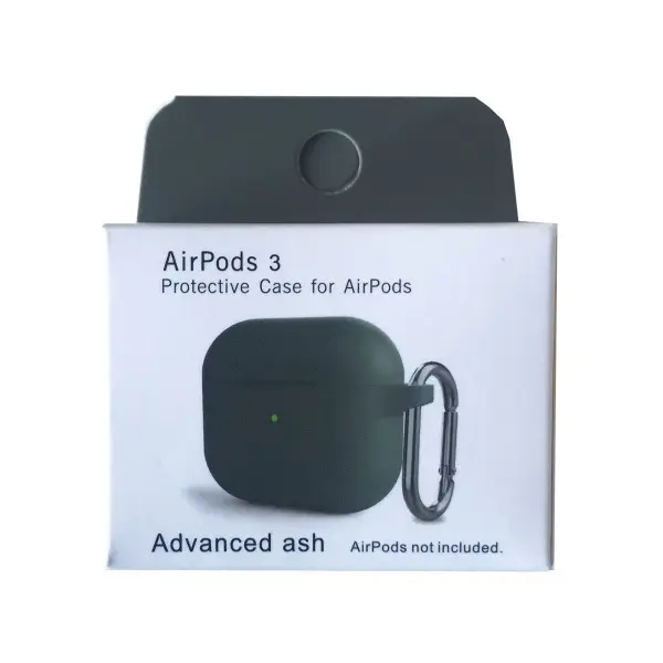 ЧОХОЛ ДЛЯ AIRPODS 3 SILICONE SLIM (+ КАРАБИН) NEW BOX ADVANCED ASH