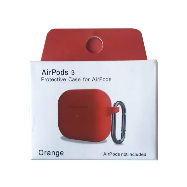 ЧОХОЛ ДЛЯ AIRPODS 3 SILICONE SLIM (+ КАРАБИН) NEW BOX ПОМАРАНЧЕВИЙ