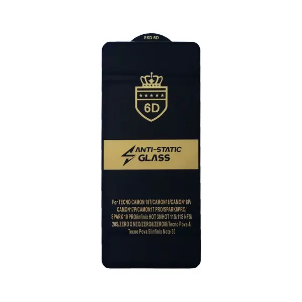 MR4_133605 Захисне скло 6d anti-static для infinix hot 40 pro, hot 50 4g, чорний (тех. пак) 
