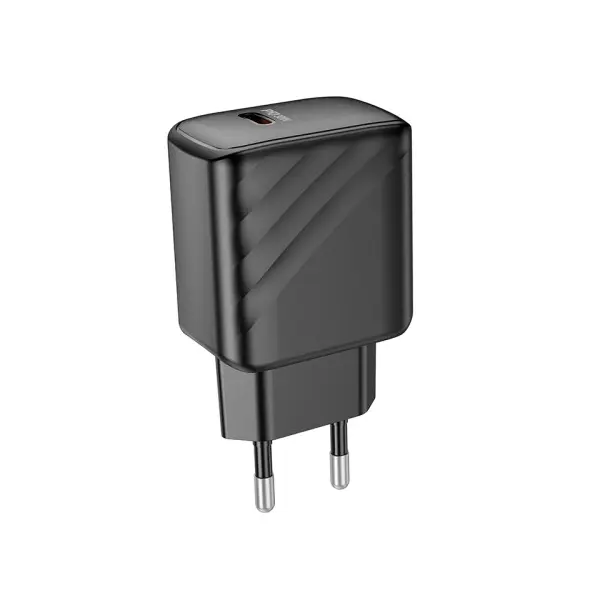 МЕРЕЖЕВИЙ ЗАРЯДНИЙ ПРИСТРІЙ HOCO CS22A VALUE SINGLE PORT PD30W CHARGER, ЧОРНИЙ