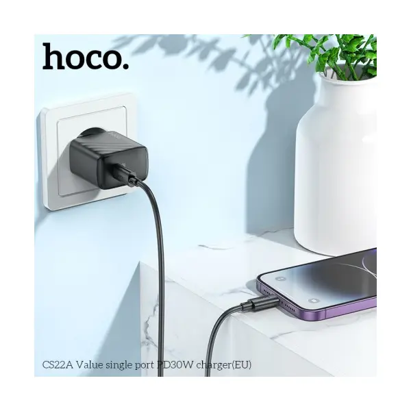 MR4_132446 Мережевий зарядний пристрій hoco cs22a value single port pd30w charger, чорний 