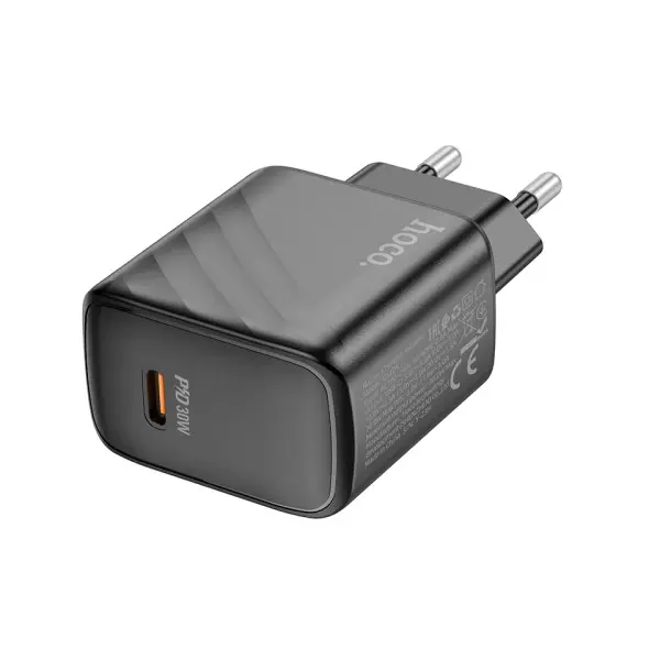 МЕРЕЖЕВИЙ ЗАРЯДНИЙ ПРИСТРІЙ HOCO CS22A VALUE SINGLE PORT PD30W CHARGER, ЧОРНИЙ