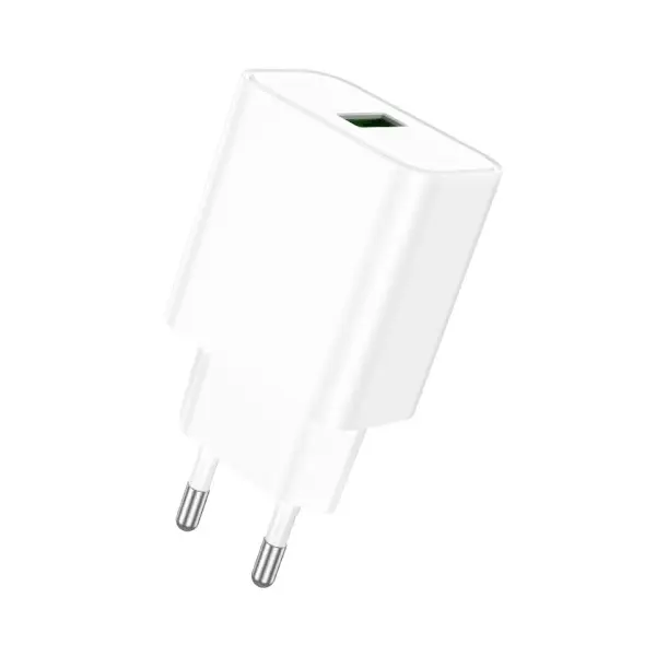 МЕРЕЖЕВИЙ ЗАРЯДНИЙ ПРИСТРІЙ BOROFONE BA72A SPRING 18W, QC3.0, 1USB + CABLE MICRO, БІЛИЙ