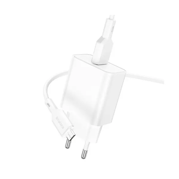MR4_133703 Мережевий зарядний пристрій borofone ba72a spring 18w, qc3.0, 1usb + cable micro, білий 
