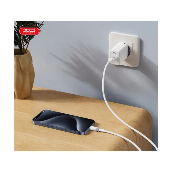 MR4_132422 Кабель xo nb282 brushed silicone 6a fast charging apple data cable 1m, білий 