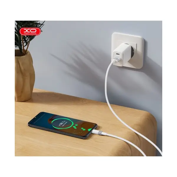 MR4_132422 Кабель xo nb282 brushed silicone 6a fast charging apple data cable 1m, білий 