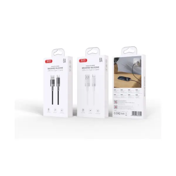 MR4_132422 Кабель xo nb282 brushed silicone 6a fast charging apple data cable 1m, білий 