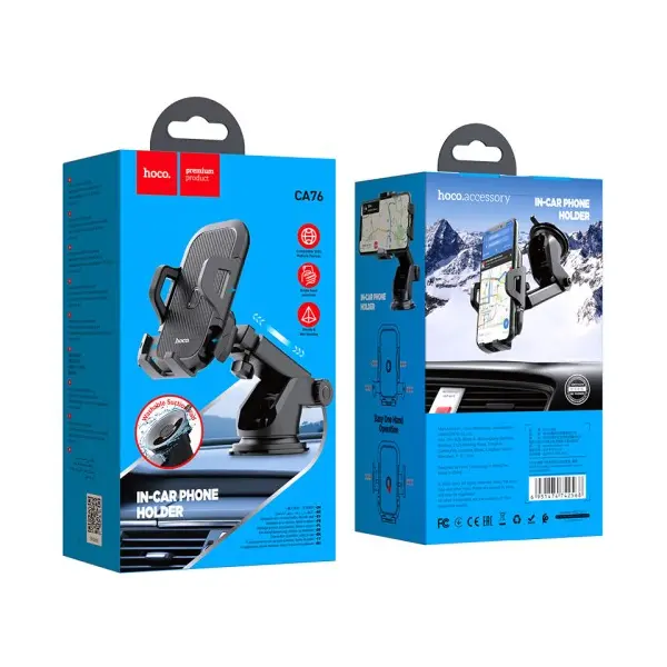 АВТОТРИМАЧ HOCO CA76 TOUAREG ONE-TOUCH CENTER CONSOLE CAR HOLDER, ЧОРНИЙ