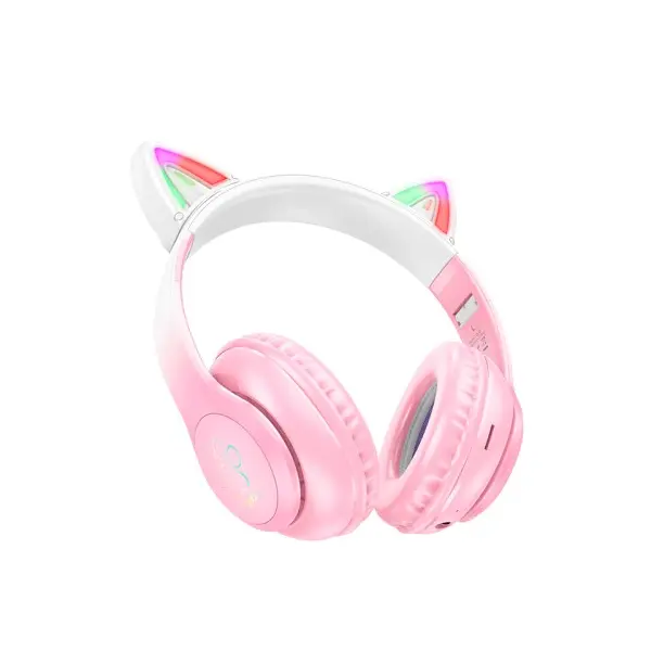 НАВУШНИКИ НАКЛАДНІ HOCO W42 CAT EARS OVER-EAR BT HEADPHONES BT5.3 CHERRY BLOSSOM