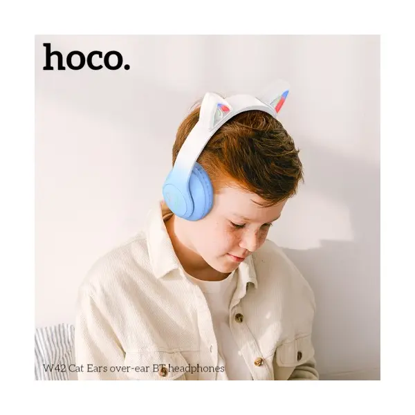НАВУШНИКИ НАКЛАДНІ HOCO W42 CAT EARS OVER-EAR BT HEADPHONES BT5.3 CHERRY BLOSSOM