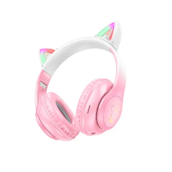 НАВУШНИКИ НАКЛАДНІ HOCO W42 CAT EARS OVER-EAR BT HEADPHONES BT5.3 CHERRY BLOSSOM