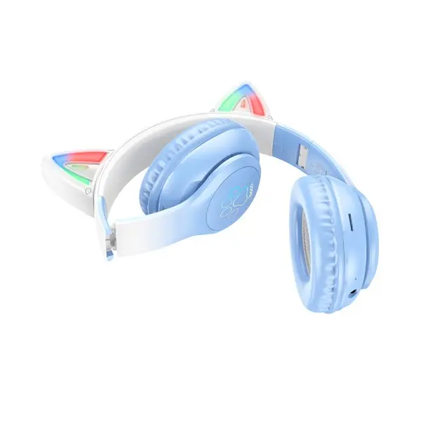 MR4_132472 Навушники накладні hoco w42 cat ears over-ear bt headphones bt5.3 crystal синій 
