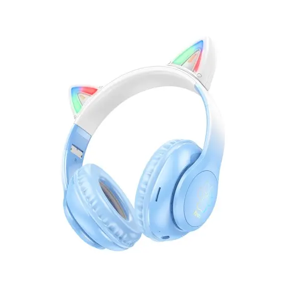 MR4_132472 Навушники накладні hoco w42 cat ears over-ear bt headphones bt5.3 crystal синій 