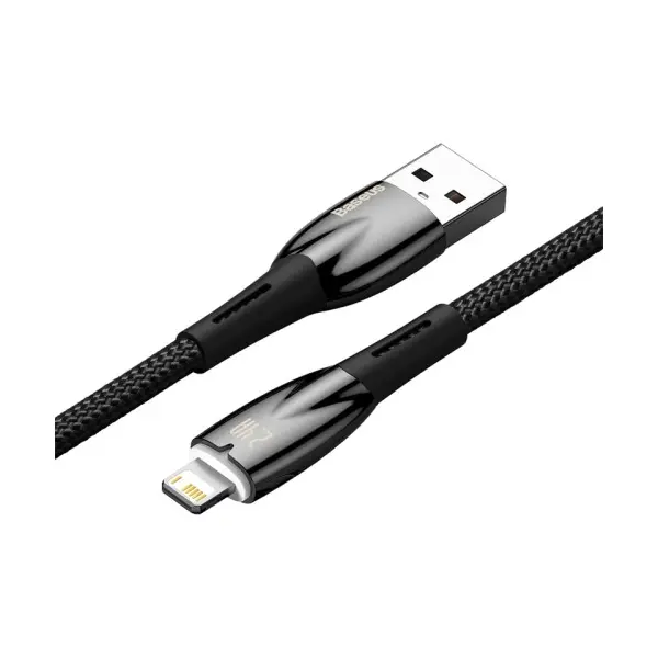 КАБЕЛЬ BASEUS GLIMMER SERIES FAST CHARGING DATA CABLE USB-A TO LIGHTNING 2.4A 2M, ЧОРНИЙ CADH000301