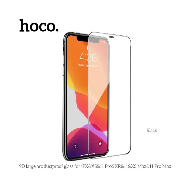 MR4_133856 Захисне скло hoco a34 9d large arc dustproof для iphone x, xs, 11pro, чорний 