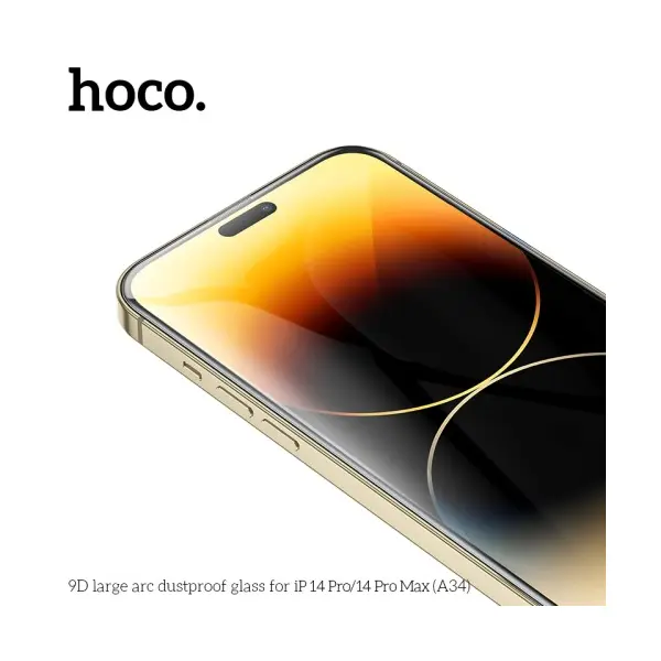 ЗАХИСНЕ СКЛО HOCO A34 9D LARGE ARC DUSTPROOF ДЛЯ IPHONE 14 PRO MAX, ЧОРНИЙ