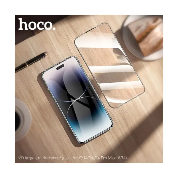 ЗАХИСНЕ СКЛО HOCO A34 9D LARGE ARC DUSTPROOF ДЛЯ IPHONE 14 PRO MAX, ЧОРНИЙ