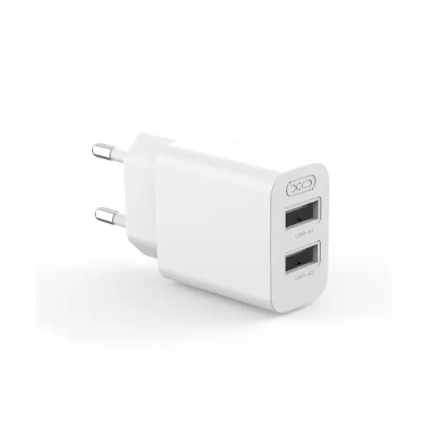 МЕРЕЖЕВИЙ ЗАРЯДНИЙ ПРИСТРІЙ XO L109 (EU) DUAL USB-A 2.4A CHARGER WITH TYPE-C CABLE, БІЛИЙ
