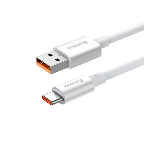 КАБЕЛЬ BASEUS SUPERIOR SERIES FAST CHARGING CABLE USB-A TO TYPE-C 100W 1.5M, БІЛИЙ P10320102214-02