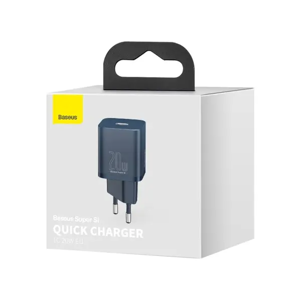 МЕРЕЖЕВИЙ ЗАРЯДНИЙ ПРИСТРІЙ BASEUS SUPER SI QUICK CHARGER 1C 20W EU СИНІЙ CCSUP-B03