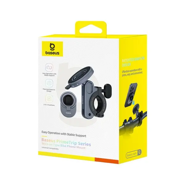 МОТО-ВЕЛО ТРИМАЧ BASEUS PRIMETRIP SERIES STICK-ON TYPE BIKE PHONE MOUNT, ЧОРНИЙ C40569001121-00