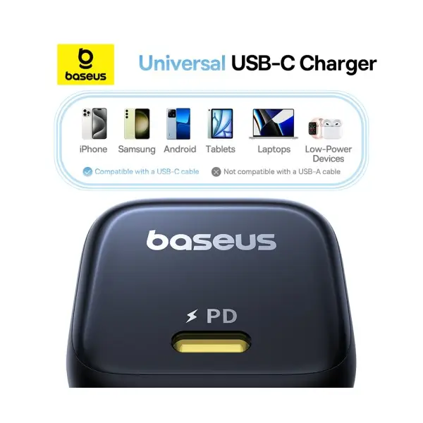 МЕРЕЖЕВИЙ ЗАРЯДНИЙ ПРИСТРІЙ BASEUS PICOGO GAN FAST CHARGER 1C 45W, ЧОРНИЙ P10176800123-00