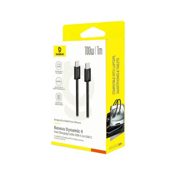 MR4_135354 Кабель pd baseus dynamic 4 fast charging type-c to type-c 100w 1m cluster, чорний p10381400111-00 
