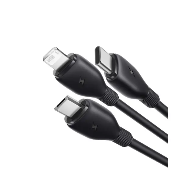MR4_135359 Кабель baseus ultra-fast 3in1 fast charging cable usb-a to (lightning, micro, type-c) 3.5a 0.8m, чорний p10376303121-01 