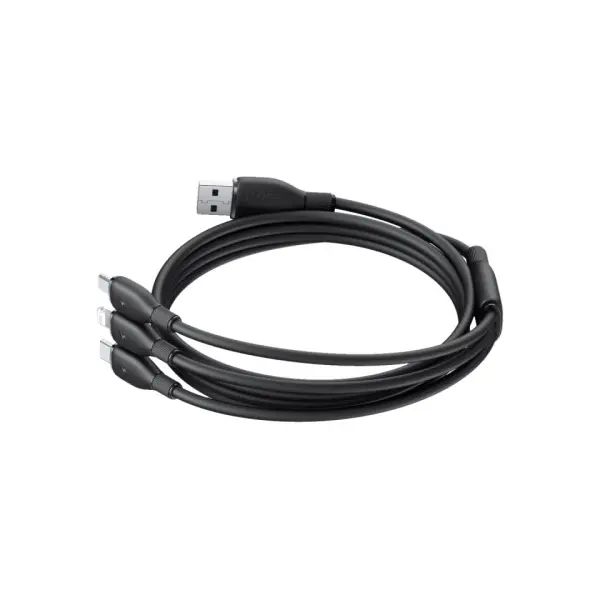 MR4_135359 Кабель baseus ultra-fast 3in1 fast charging cable usb-a to (lightning, micro, type-c) 3.5a 0.8m, чорний p10376303121-01 