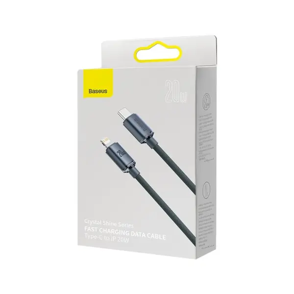 MR4_135427 Кабель pd baseus crystal shine series fast charging type-c to lightning 20w 2m, чорний cajy000301 