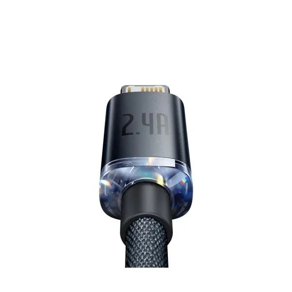 КАБЕЛЬ BASEUS CRYSTAL SHINE SERIES FAST CHARGING DATA CABLE USB-A TO LIGHTNING 2.4A 2M, ЧОРНИЙ CAJY000101