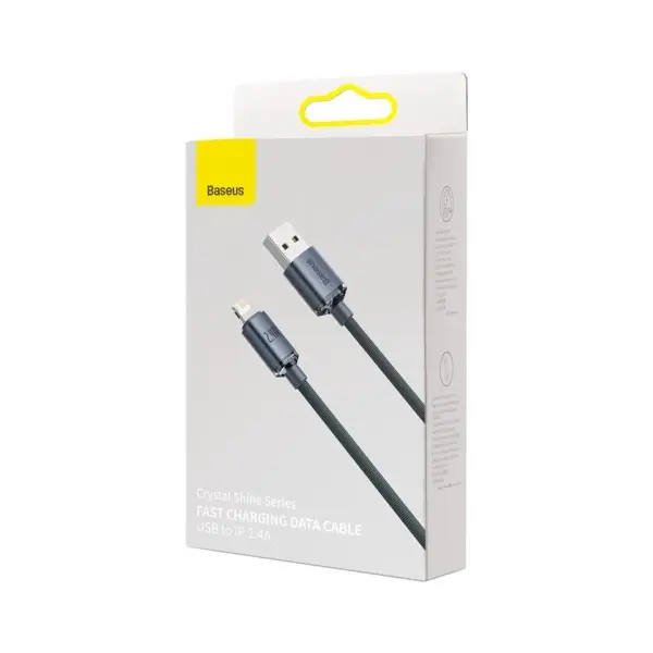 КАБЕЛЬ BASEUS CRYSTAL SHINE SERIES FAST CHARGING DATA CABLE USB-A TO LIGHTNING 2.4A 2M, ЧОРНИЙ CAJY000101