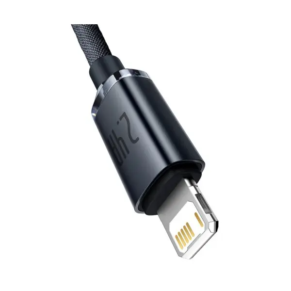 КАБЕЛЬ BASEUS CRYSTAL SHINE SERIES FAST CHARGING DATA CABLE USB-A TO LIGHTNING 2.4A 2M, ЧОРНИЙ CAJY000101