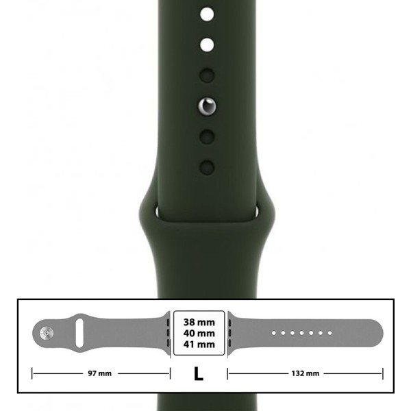 MR3_116126 Ремінець силіконовий для apple watch 38, 40, 41mm розмір l (54) forest зелений PRC