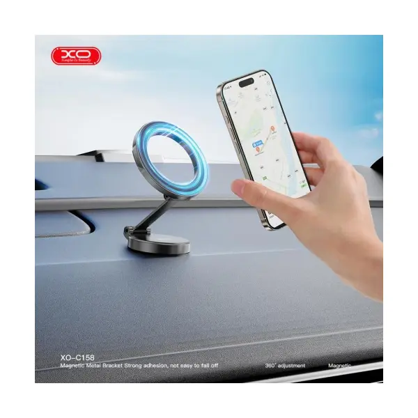 АВТОТРИМАЧ XO C158 MAGSAFE MAGNETIC 360 ROTATING MAGNETIC CELL PHONE HOLDER, ЧОРНИЙ