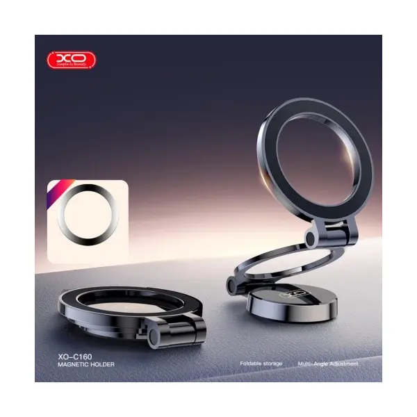 АВТОТРИМАЧ XO C160 UNIVERSAL MAGNETIC TRI-FOLD CELL PHONE HOLDER, ЧОРНИЙ