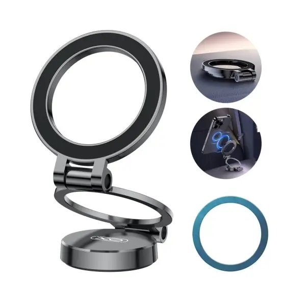MR4_136242 Автотримач xo c161 apple magsafe magnetic tri-fold phone holder (with magnet ring), чорний 