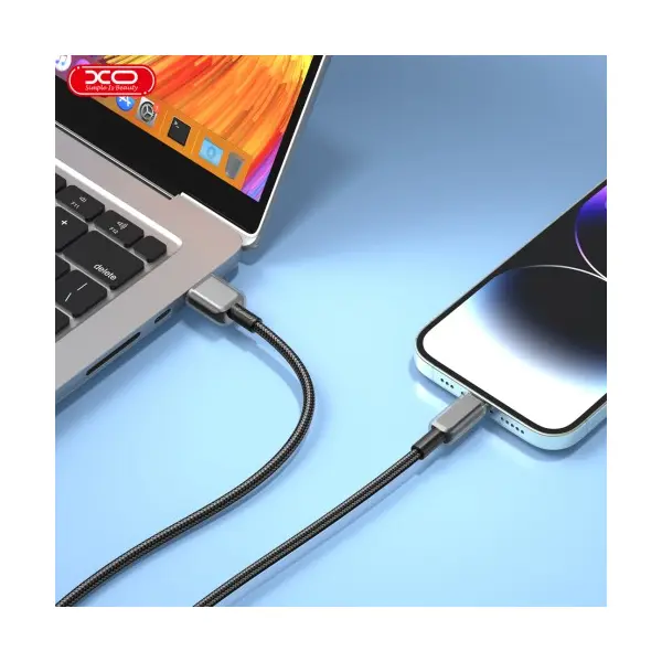 MR4_136194 Кабель xo nb249 5a pvc shiny colorful lightning data cable, чорний 