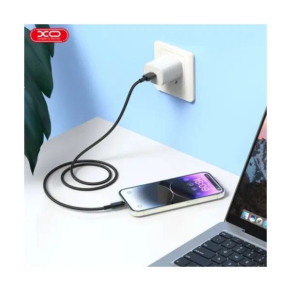 MR4_136194 Кабель xo nb249 5a pvc shiny colorful lightning data cable, чорний 